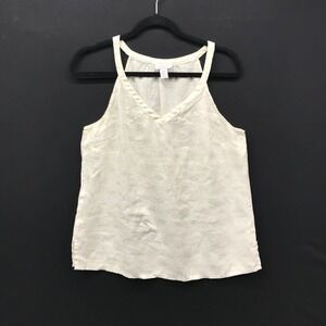 Kenar Womens 100% Linen Tank Top Sz M Gold Bicycles Biking Cycling Spring Casual